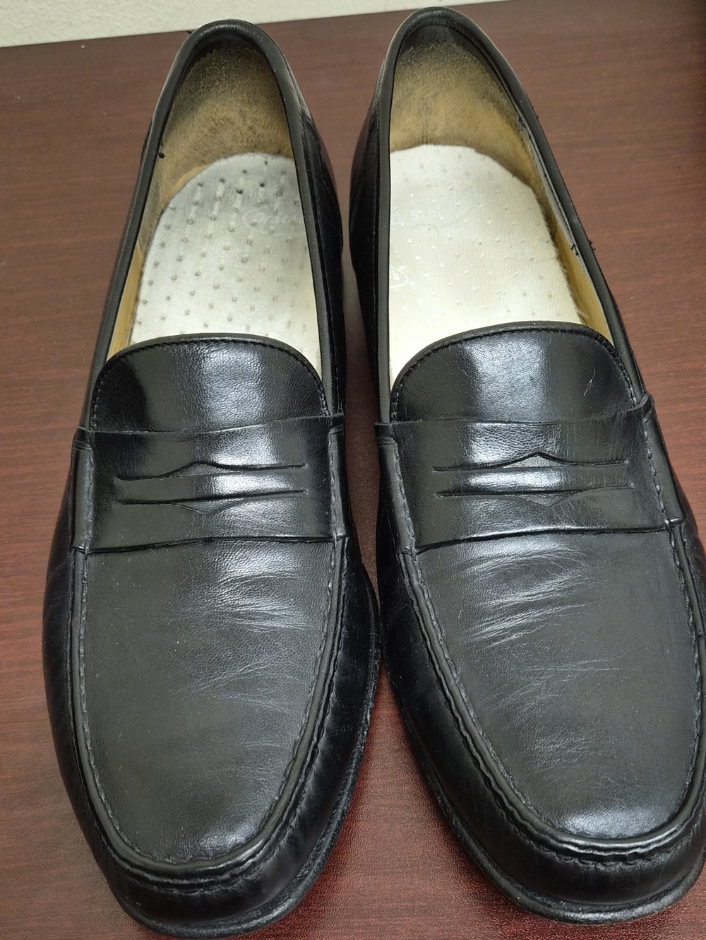 Santoni Black Leather Penny Loafers for Men Size 12B